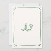 Whimsical Hand Drawing Green Probe Dinner Einladung (Rückseite)