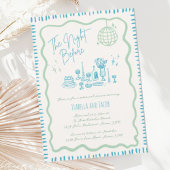 Whimsical Hand Drawing Green Wavy Probe Dinner Einladung