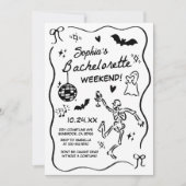 Whimsical Hand Drawing Halloween-Junggeselinnen-Ab Einladung (Vorderseite)