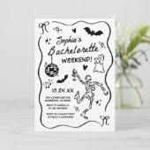 Whimsical Hand Drawing Halloween-Junggeselinnen-Ab Einladung (Stehend Vorderseite)