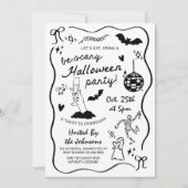 Whimsical Hand Drawing Halloween-Party Einladung (Vorderseite)