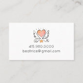 Whimsical Hand Drawing Herz & Wings Visitenkarte (Rückseite)