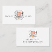 Whimsical Hand Drawing Herz & Wings Visitenkarte (Vorne/Hinten)