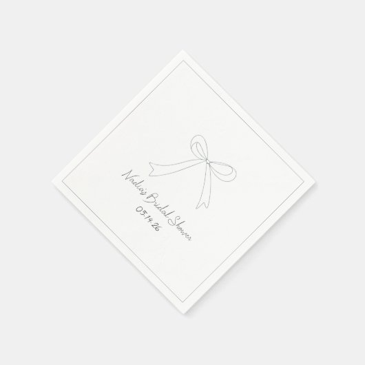 Whimsical Hand Drawing Minimalistisch Bow Brautpar Serviette (Ecke)