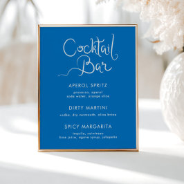 Whimsical Hand Drawing Muschel Blue Cocktail Bar Poster