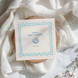 Whimsical Hand Drawing Muschel Kinderdusche Serviette