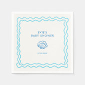 Whimsical Hand Drawing Muschel Kinderdusche Serviette (Vorderseite)