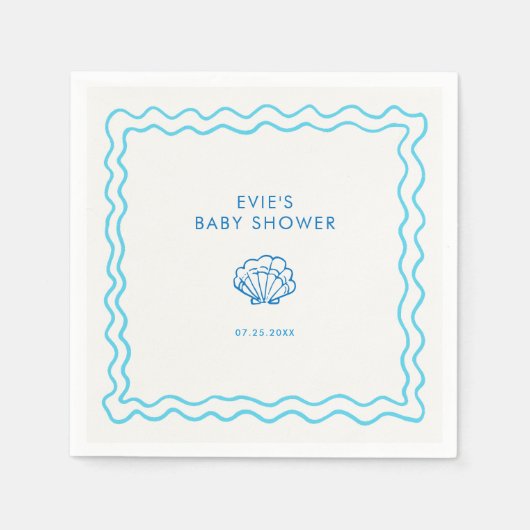 Whimsical Hand Drawing Muschel Kinderdusche Serviette (Vorderseite)