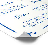 Whimsical Hand Drawing Navy Bar Menu Poster (Ecke)
