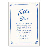 Whimsical Hand Drawing Navy Blue Table Card Tischnummer (Rückseite)