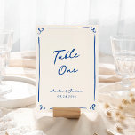 Whimsical Hand Drawing Navy Blue Table Card Tischnummer<br><div class="desc">Dieses bezaubernde Design zeichnet sich durch handgezeichnete Elemente und einen skurrilen,  fetten Text aus.</div>