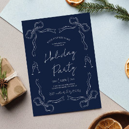 Whimsical Hand Drawing Navy Business Holiday Party Einladung