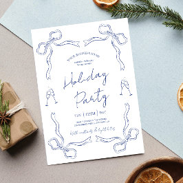 Whimsical Hand Drawing Navy Business Holiday Party Einladung