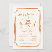 Whimsical Hand Drawing Orange Probe Dinner Einladung (Vorderseite)