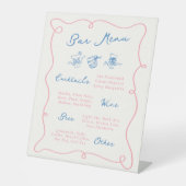 Whimsical Hand Drawing Pink & Blue Bar Menu Sockelschild (Vorderseite)