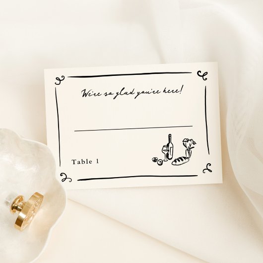 Whimsical Hand Drawing Platzkarte Tischnummer