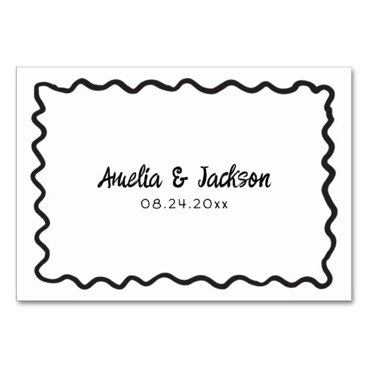 Whimsical Hand Drawing Platzkarte Tischnummer (Rückseite)