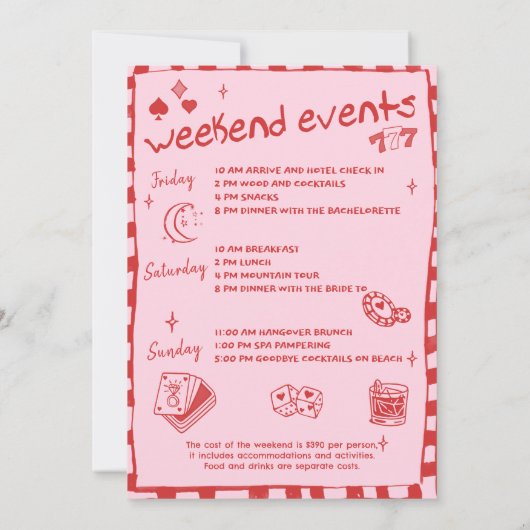 Whimsical Hand Drawing Poker Junggeselinnen-Abschi Einladung (Rückseite)