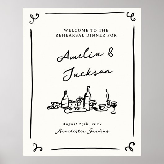 Whimsical Hand Drawing Probe Dinner Poster (Vorne)