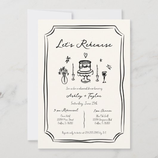 Whimsical Hand Drawing Quirky Probe Dinner Einladung (Vorderseite)