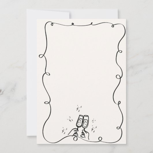 Whimsical Hand Drawing Quirky Wavy Probe Dinner Einladung (Rückseite)