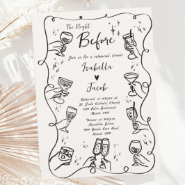 Whimsical Hand Drawing Quirky Wavy Probe Dinner Einladung