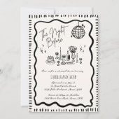 Whimsical Hand Drawing Quirky Wavy Probe Dinner Einladung (Vorderseite)