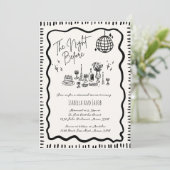 Whimsical Hand Drawing Quirky Wavy Probe Dinner Einladung (Stehend Vorderseite)