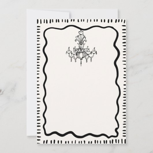 Whimsical Hand Drawing Quirky Wavy Probe Dinner Einladung (Rückseite)