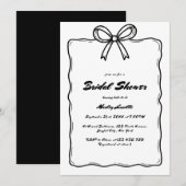 Whimsical Hand Drawing Ribbon Bow Brautparty Einladung (Vorne/Hinten)