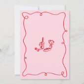 Whimsical Hand Drawing Rosa & Rote Probe Abendesse Einladung (Rückseite)