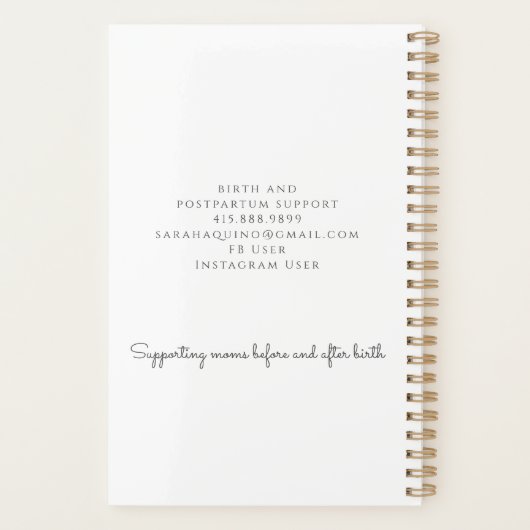 Whimsical Hand Drawing Style Floral Doodle Doula Planer (Rückseite)