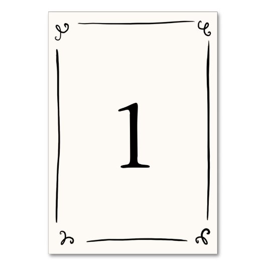 Whimsical Hand Drawing Tischnummer (Rückseite)
