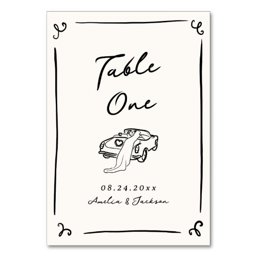 Whimsical Hand Drawing Tischnummer (Rückseite)