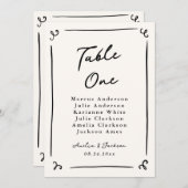 Whimsical Hand Drawing Tischnummer (Vorne/Hinten)