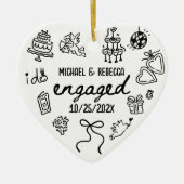 Whimsical Hand Drawing Verlobung Weihnachten Keramik Ornament (Vorne)