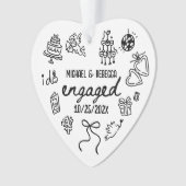 Whimsical Hand Drawing Verlobung Weihnachten Ornament (Vorderseite)