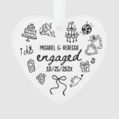Whimsical Hand Drawing Verlobung Weihnachten Ornament (Vorderseite)