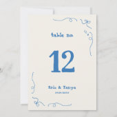Whimsical Hand Drawn 12x18 Wedding Tischnummer Zei (Rückseite)