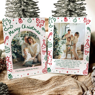 Whimsical Hand Drawn Arch Foto Frohe Weihnachten