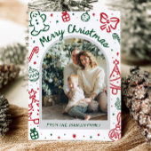 Whimsical Hand Drawn Arch Foto Frohe Weihnachten