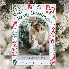 Whimsical Hand Drawn Arch Foto Frohe Weihnachten