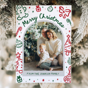 Whimsical Hand Drawn Arch Foto Frohe Weihnachten