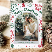 Whimsical Hand Drawn Arch Foto Frohe Weihnachten