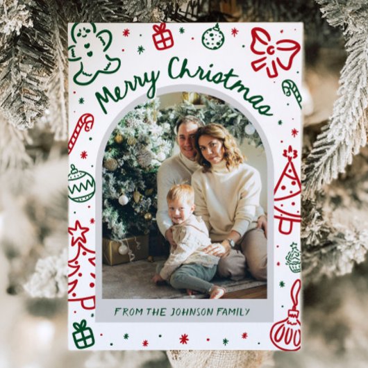 Whimsical Hand Drawn Arch Foto Frohe Weihnachten