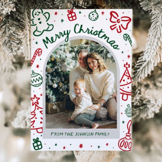 Whimsical Hand Drawn Arch Foto Frohe Weihnachten
