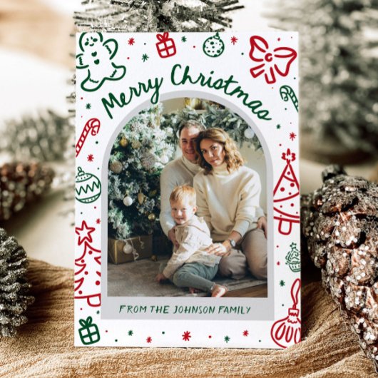 Whimsical Hand Drawn Arch Foto Frohe Weihnachten