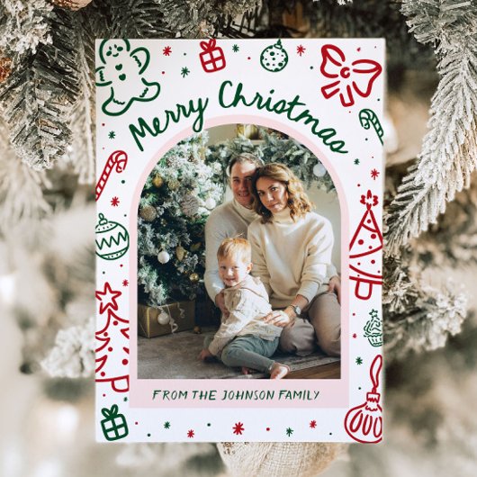 Whimsical Hand Drawn Arch Foto Frohe Weihnachten