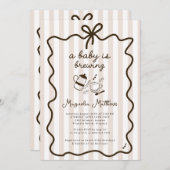 Whimsical Hand Drawn Baby Brauen Baby Dusche Einladung (Vorne/Hinten)