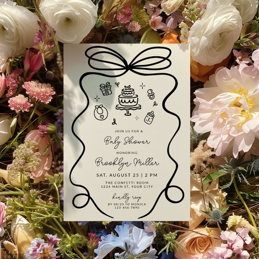 Whimsical Hand Drawn Baby Dusche Einladung